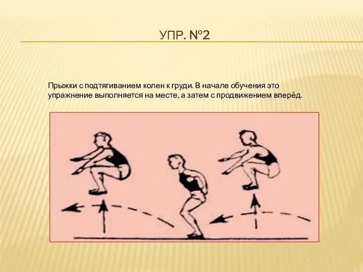 УПР. №2 Прыжки с подтягиванием колен к груди. В начале обучения