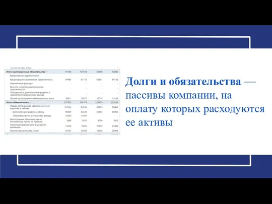 Долги и обязательства — пассивы компании, на оплату которых расходуются ее активы