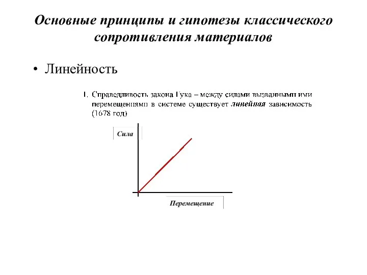 Основные принципы и гипотезы классического сопротивления материалов Линейность