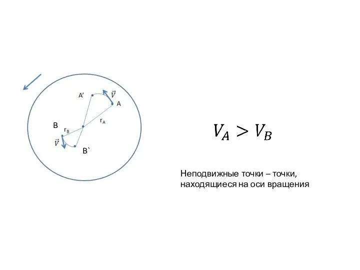 Неподвижные точки – точки, находящиеся на оси вращения B` B