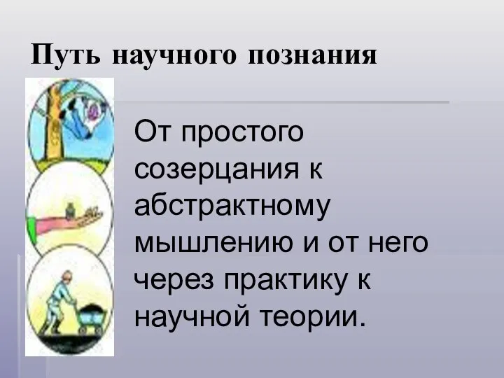 Путь научного познания От простого созерцания к абстрактному мышлению и от