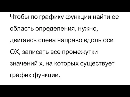 Чтобы по графику функции найти ее область определения, нужно, двигаясь слева