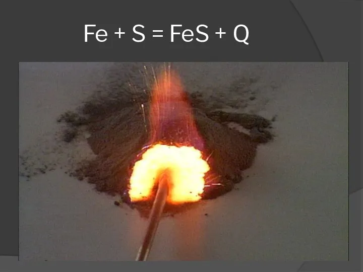 Fe + S = FeS + Q