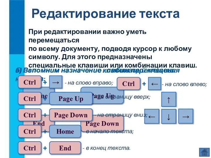 При редактировании важно уметь перемещаться по всему документу, подводя курсор к