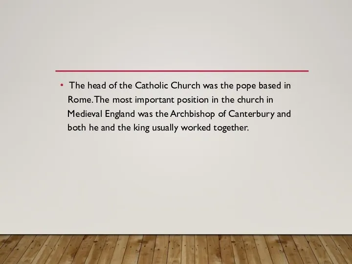 The head of the Catholic Church was the pope based in