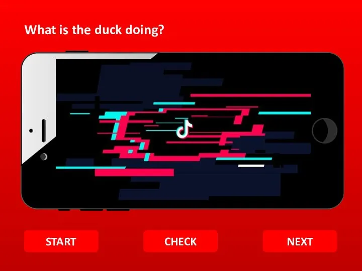 What is the duck doing? START CHECK NEXT