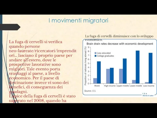 I movimenti migratori La fuga di cervelli si verifica quando persone