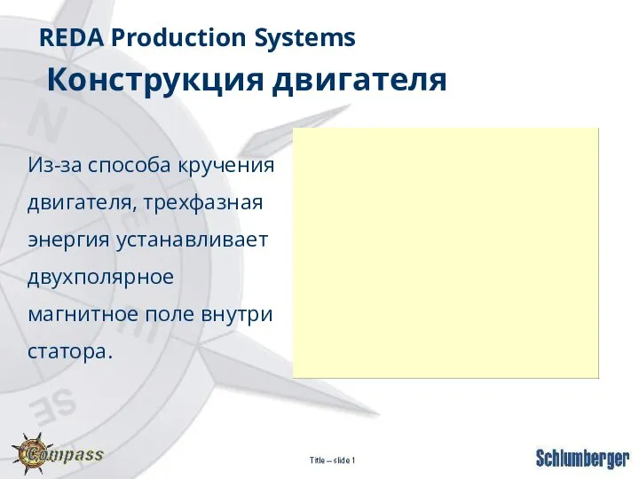 Из-за способа кручения двигателя, трехфазная энергия устанавливает двухполярное магнитное поле внутри