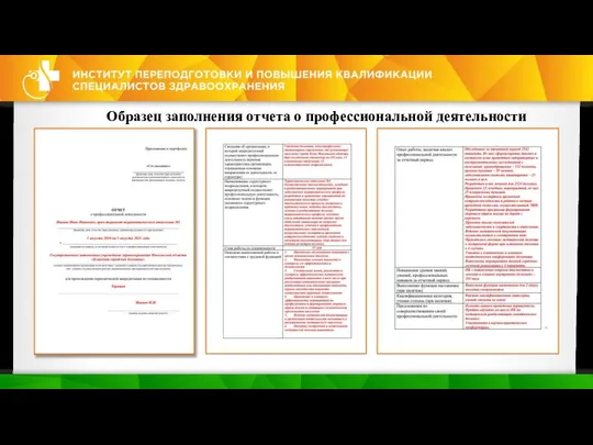 Образец заполнения отчета о профессиональной деятельности