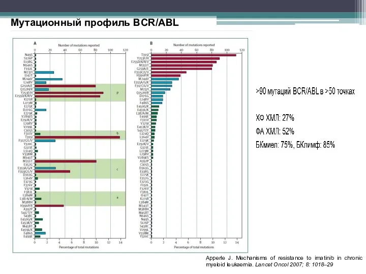 Мутационный профиль BCR/ABL Apperle J. Mechanisms of resistance to imatinib in