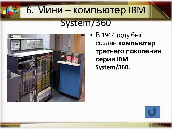 6. Мини – компьютер IBM System/360 В 1964 году был создан