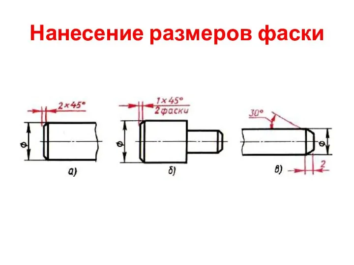 Нанесение размеров фаски