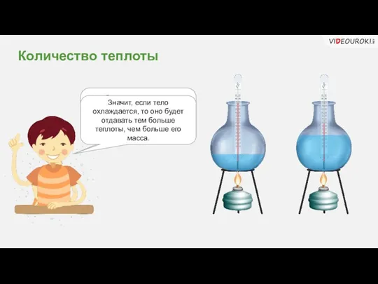 Количество теплоты Чем больше масса тела, тем большее количество теплоты нужно