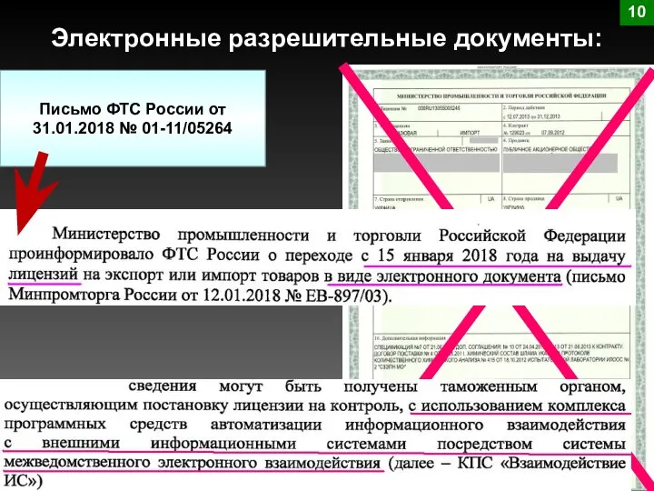 Электронные разрешительные документы: Письмо ФТС России от 31.01.2018 № 01-11/05264 10