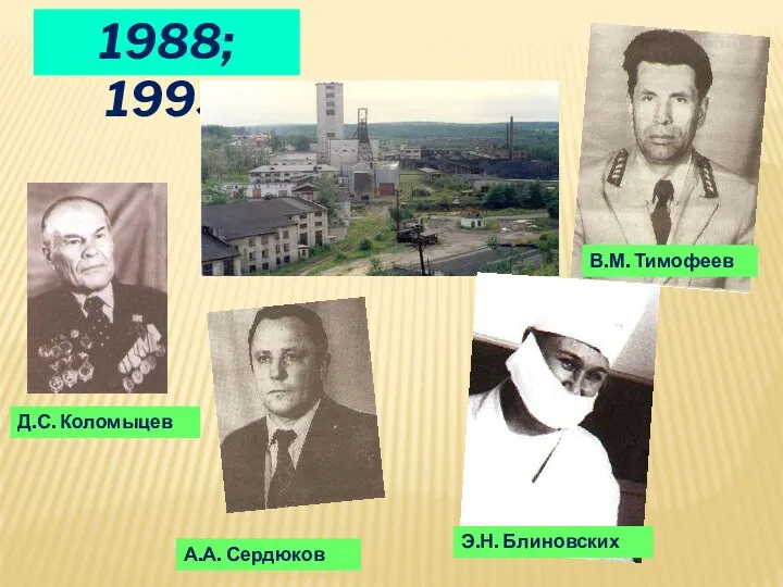 1988; 1993 А.А. Сердюков Д.С. Коломыцев В.М. Тимофеев Э.Н. Блиновских