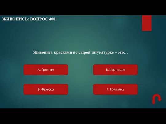 Живопись красками по сырой штукатурке – это… А. Граттаж Б. Фреска