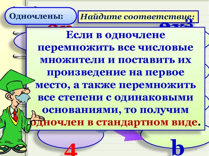 Найдите соответствие: 10·4 3х3у 40 –2nm 10аb 5а·2b 3х2ух 2n·(–m) Если