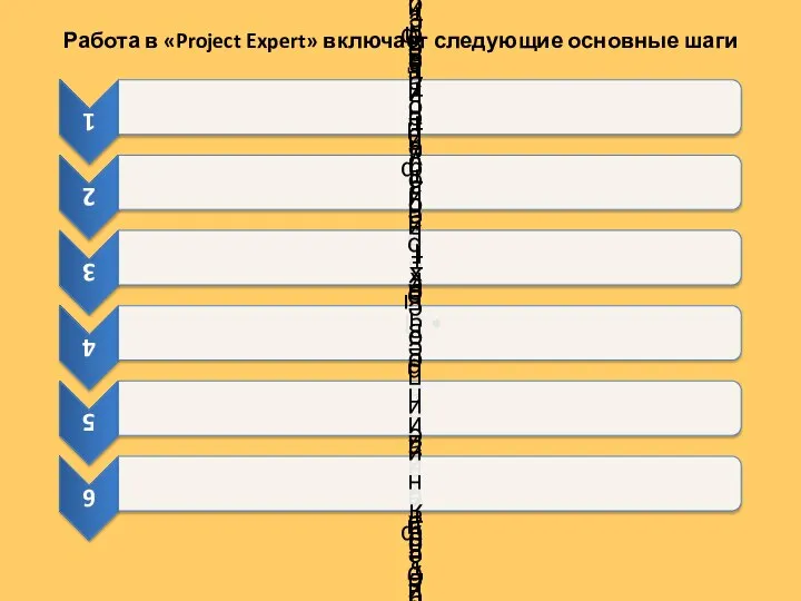 Работа в «Project Expert» включает следующие основные шаги