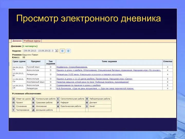 Просмотр электронного дневника