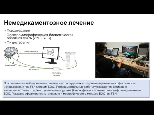 Немедикаментозное лечение Психотерапия Электромиографическая биологическая обратная связь (ЭМГ-БОС) Физиотерапия По клиническим