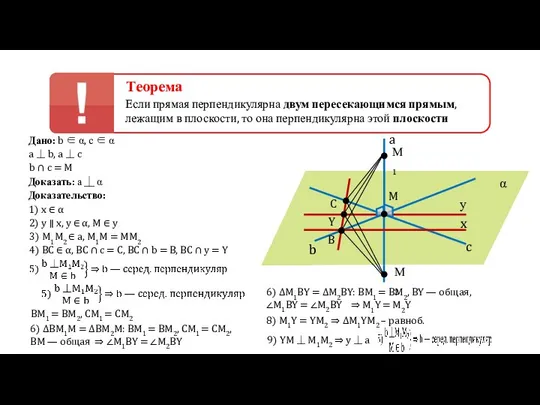 a α c b Доказательство: 1) х ∈ α 2) у