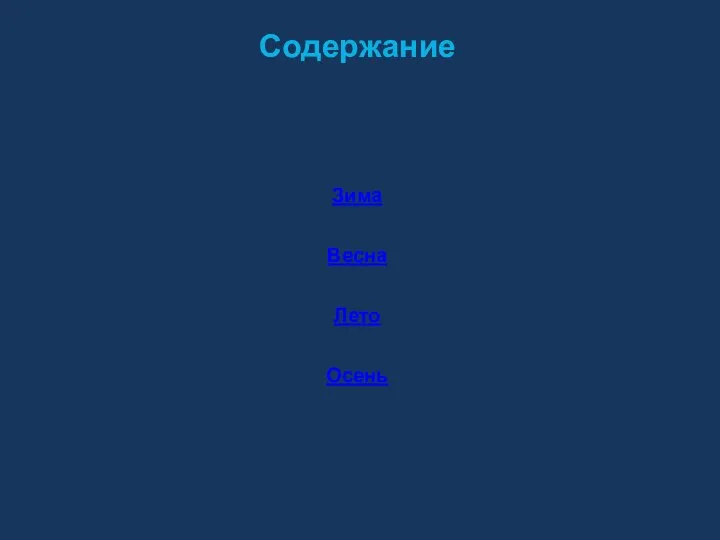 Содержание Зима Весна Лето Осень