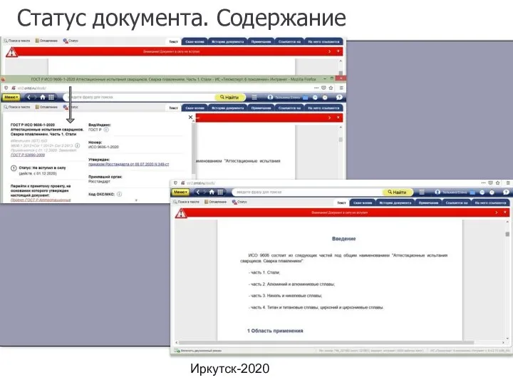 Иркутск-2020 Статус документа. Содержание