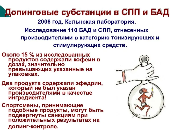 Допинговые субстанции в СПП и БАД 2006 год, Кельнская лаборатория. Исследование