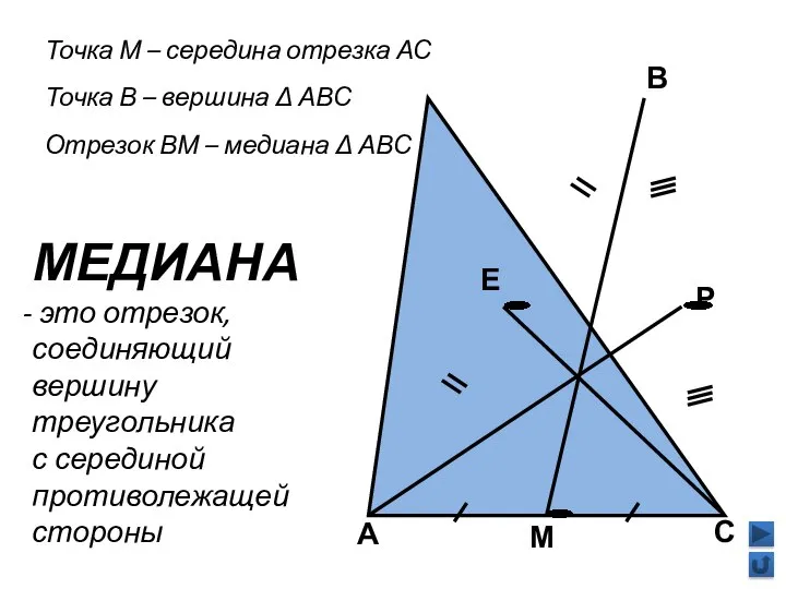 А В М С Точка М – середина отрезка АС Точка