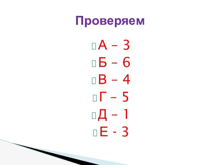 А – 3 Б – 6 В – 4 Г –