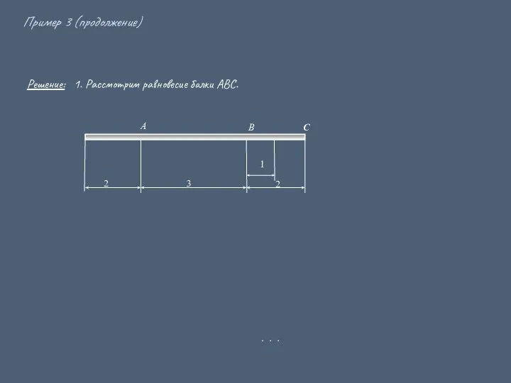 Решение: 1. Рассмотрим равновесие балки АВС. . . . 1 3