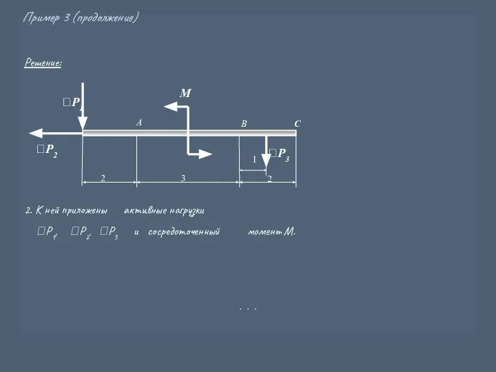Решение: 2. К ней приложены активные нагрузки Р1, Р2, Р3 и