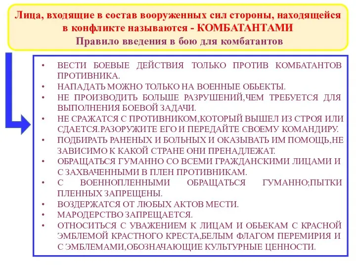 Лица, входящие в состав вооруженных сил стороны, находящейся в конфликте называются