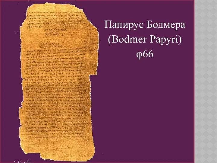 Папирус Бодмера (Bodmer Papyri) φ66