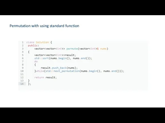 Permutation with using standard function