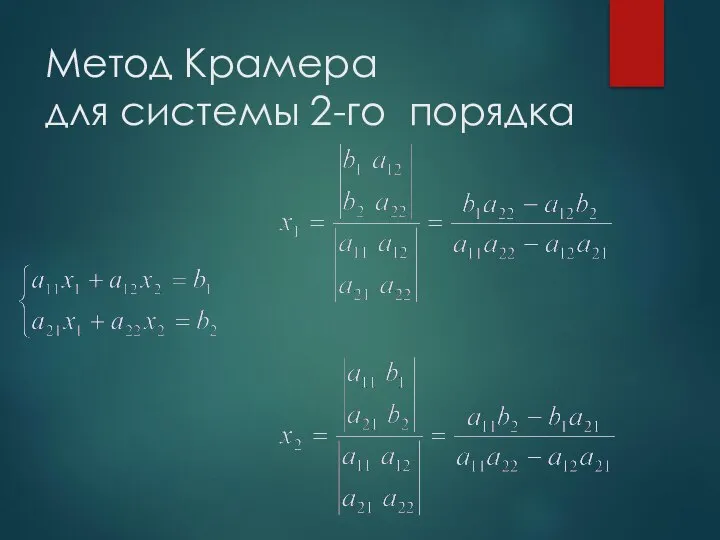 Метод Крамера для системы 2-го порядка