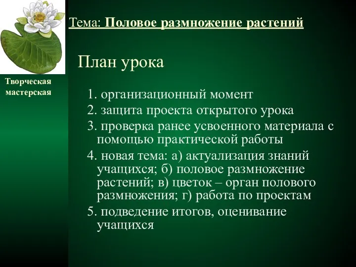 План урока 1. организационный момент 2. защита проекта открытого урока 3.