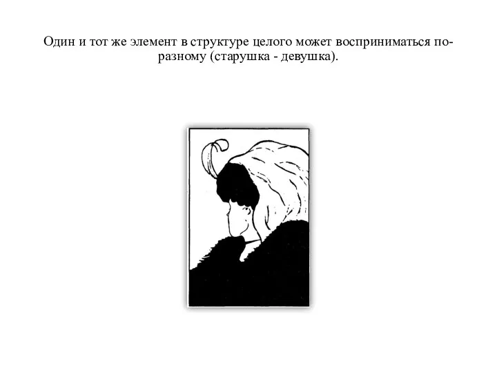 Один и тот же элемент в структуре целого может восприниматься по-разному (старушка - девушка).