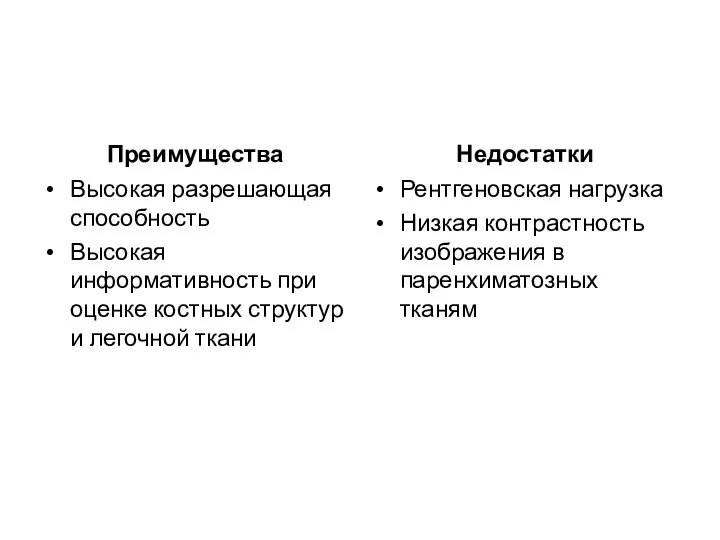 Преимущества Высокая разрешающая способность Высокая информативность при оценке костных структур и