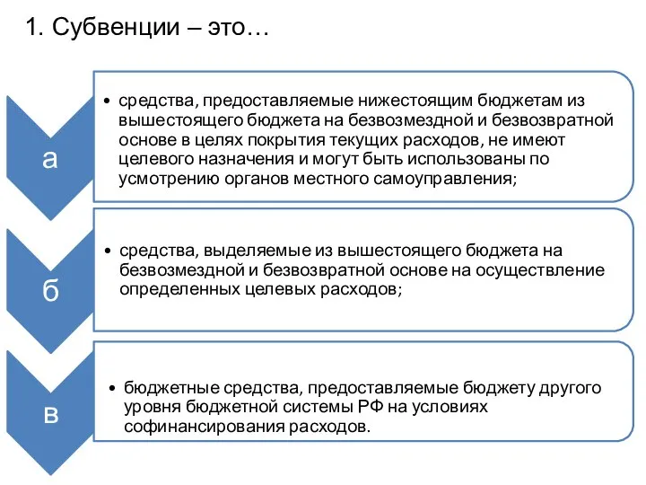 1. Субвенции – это…