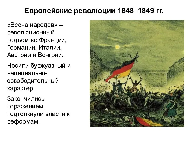 Европейские революции 1848–1849 гг. «Весна народов» –революционный подъем во Франции, Германии,