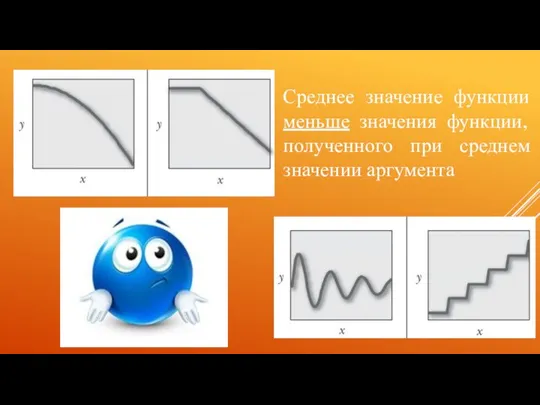 Среднее значение функции меньше значения функции, полученного при среднем значении аргумента