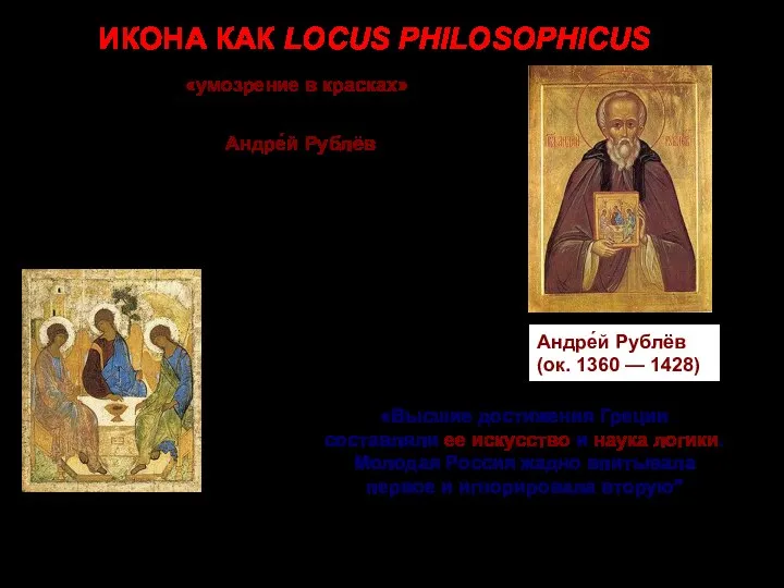 ИКОНА КАК LOCUS PHILOSOPHICUS «умозрение в красках» (Евгений Трубецкой) Андре́й Рублёв