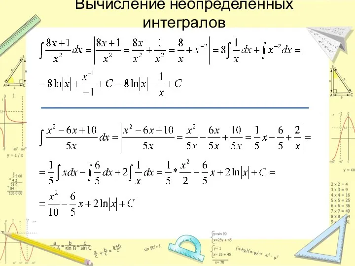 Вычисление неопределенных интегралов