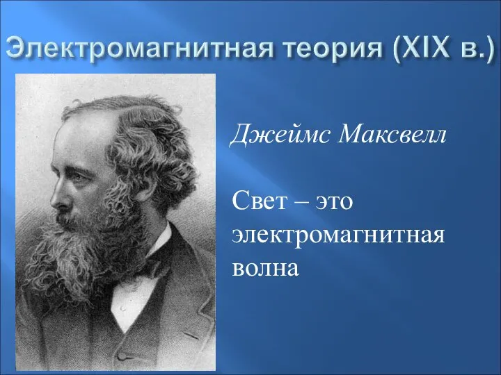 Джеймс Максвелл Свет – это электромагнитная волна