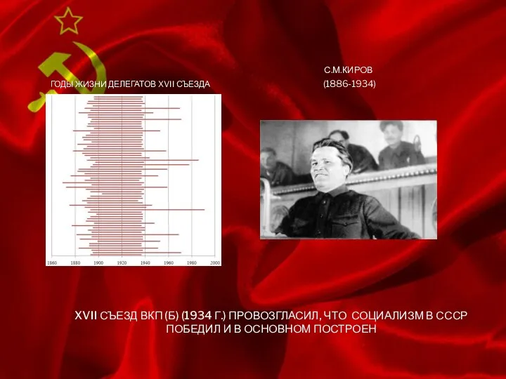 XVII СЪЕЗД ВКП (Б) (1934 Г.) ПРОВОЗГЛАСИЛ, ЧТО СОЦИАЛИЗМ В СССР