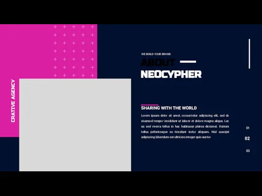 01 02 03 ABOUT NEOCYPHER WE BUILD YOUR BRAND Lorem ipsum