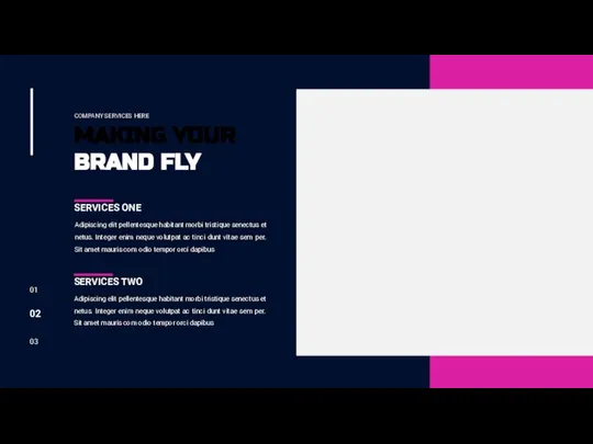 01 02 03 MAKING YOUR BRAND FLY COMPANY SERVICES HERE Adipiscing