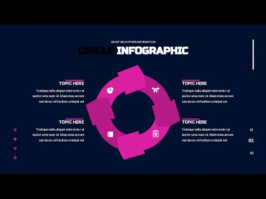 01 02 03 CIRCLE INFOGRAPHIC ABOUT NEOCYPHER INFORMATION Tristique nulla aliquet