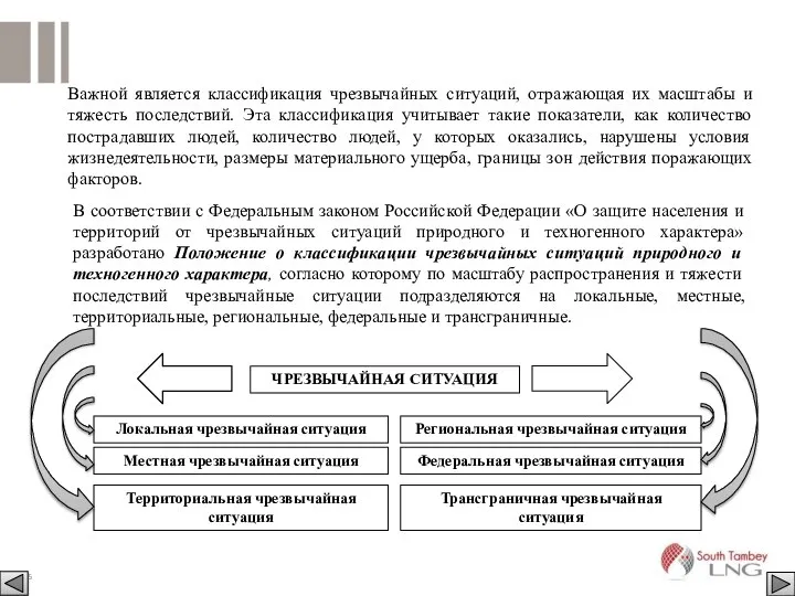 Важной является классификация чрезвычайных ситуаций, отражающая их масштабы и тяжесть последствий.